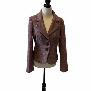 XXI WoolBlend Tweed Burgundy Short Fitted Blazer
